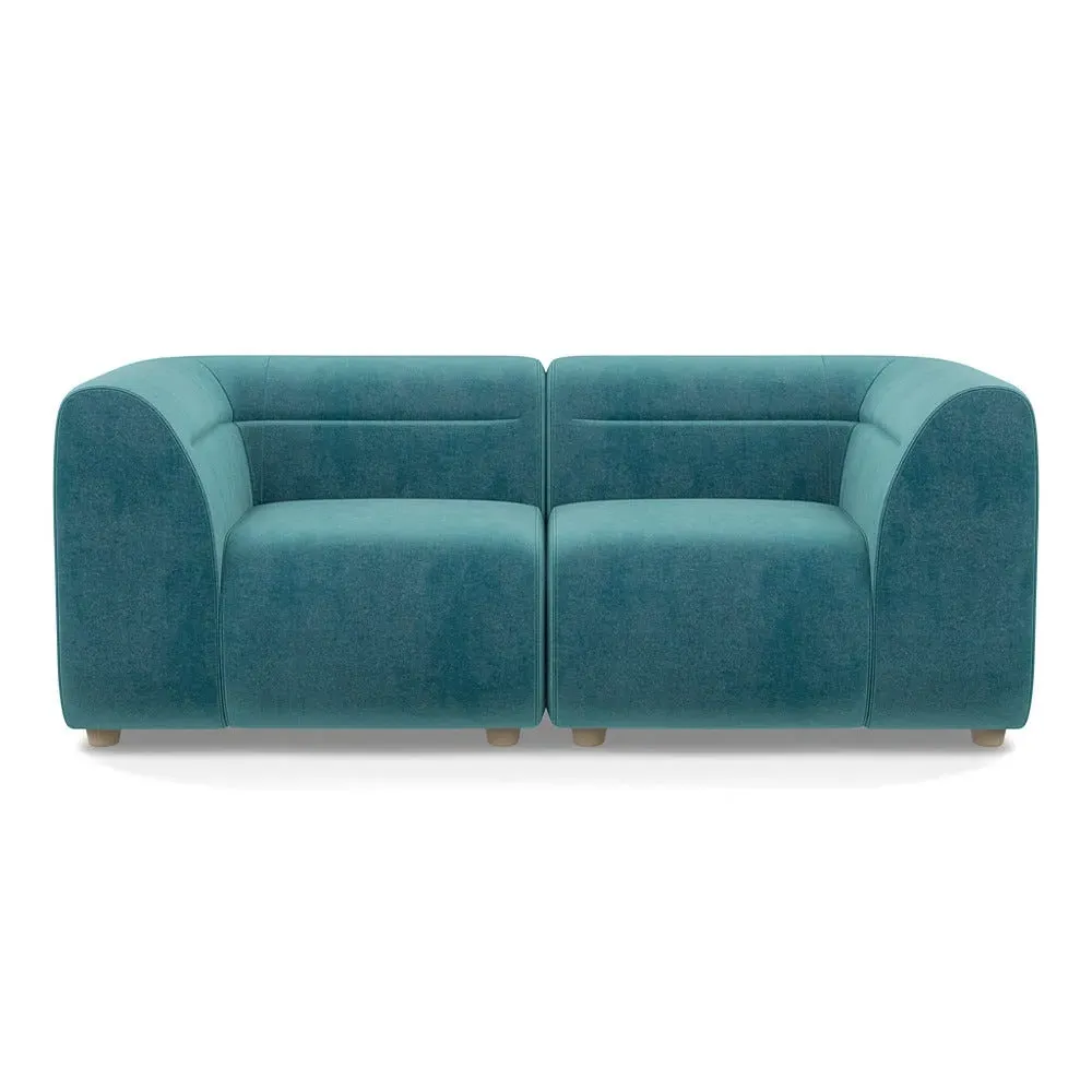 2-Seater Sofa - Blue, Velvet