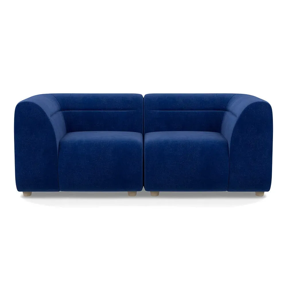 2-Seater Sofa - Blue, Velvet