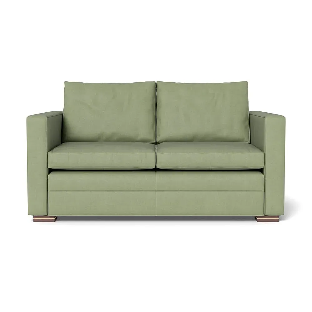 2-Seater Sofa Brass Walnut Legs - Green, Cotton