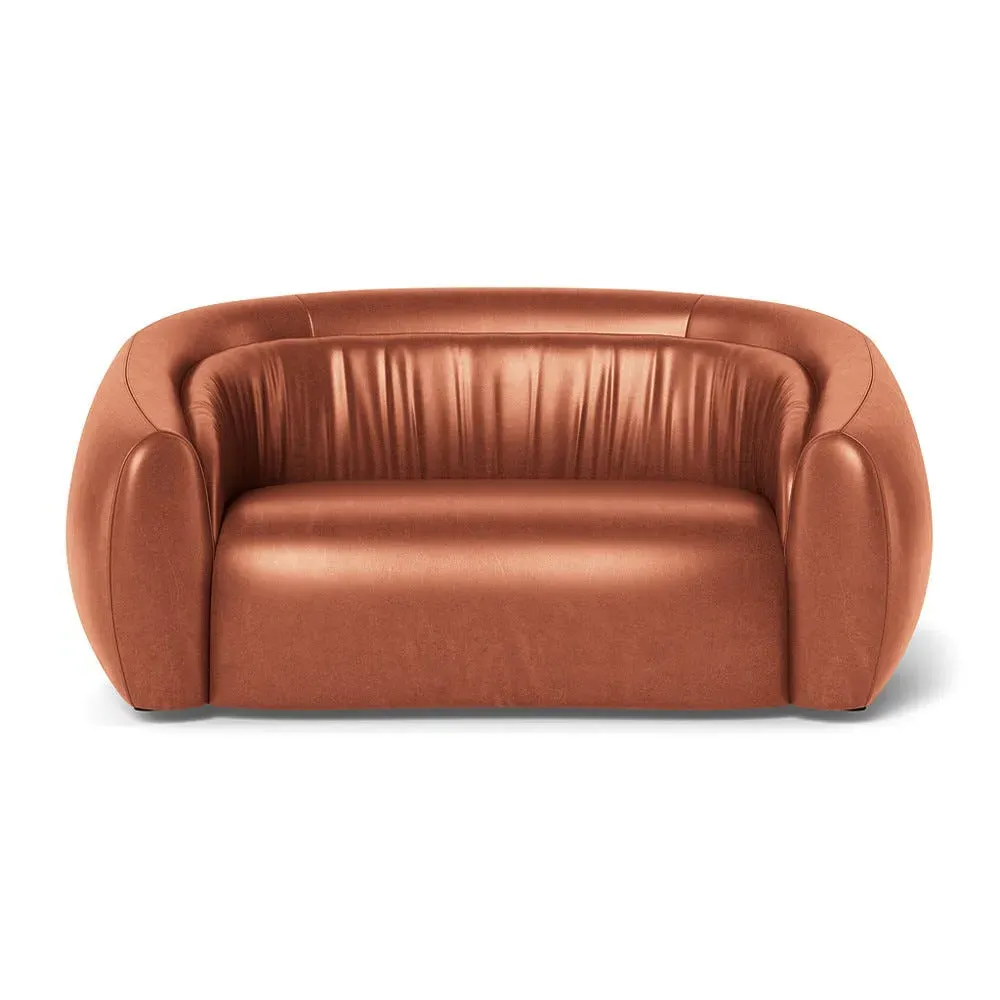 2-Seater Sofa - Brown, Stonewash Leather