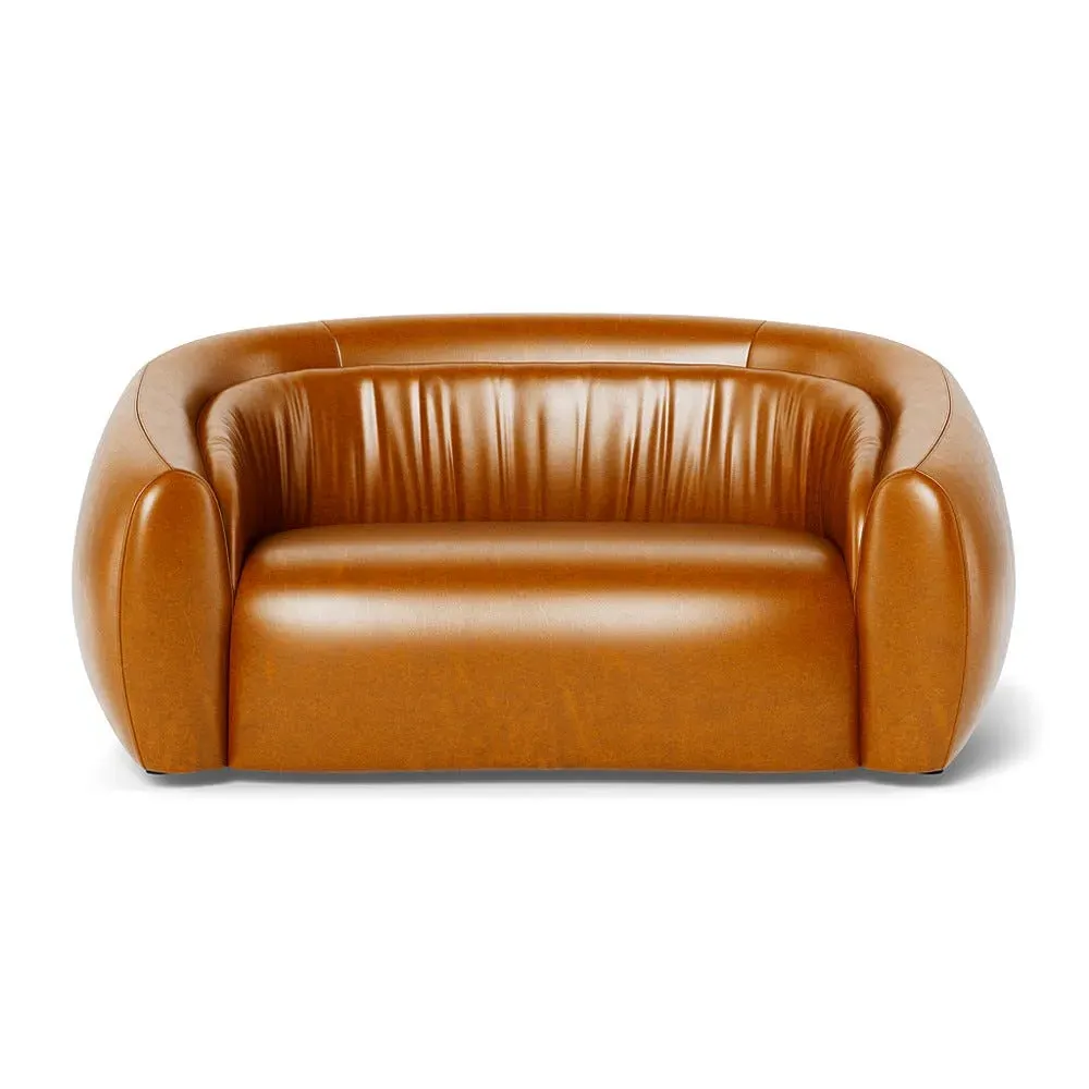 2-Seater Sofa - Brown, Stonewash Leather