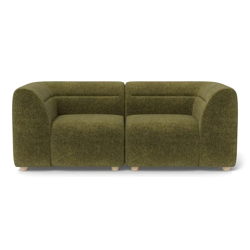 2-Seater Sofa - Green, Boucle Velvet