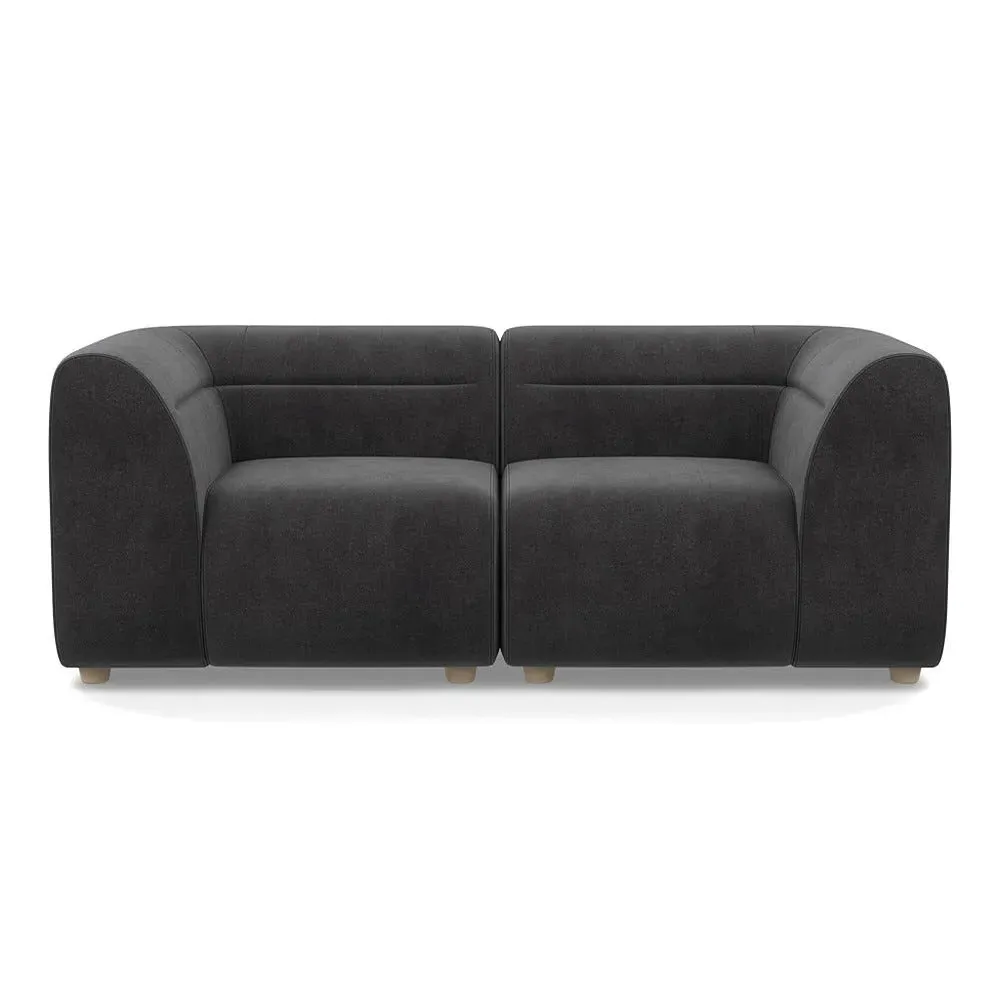 2-Seater Sofa - Grey, Velvet