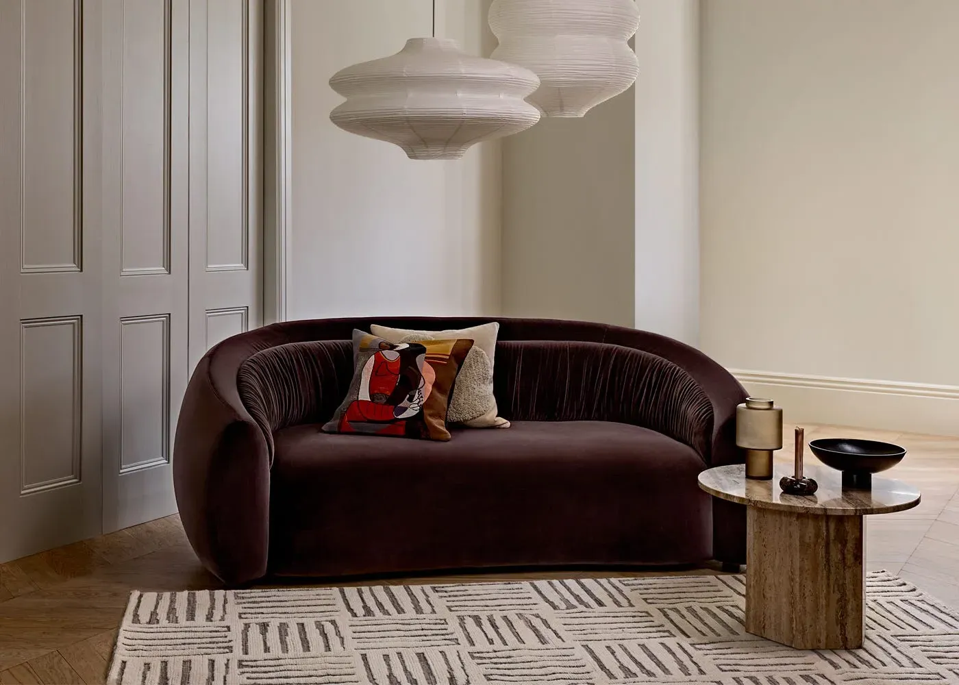2-Seater Sofa - Red, Wool