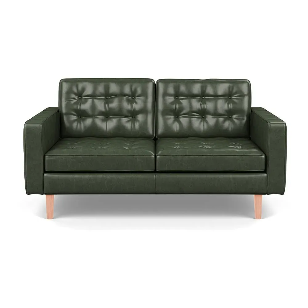 2-Seater Sofa Stonewash - Green, Leather image