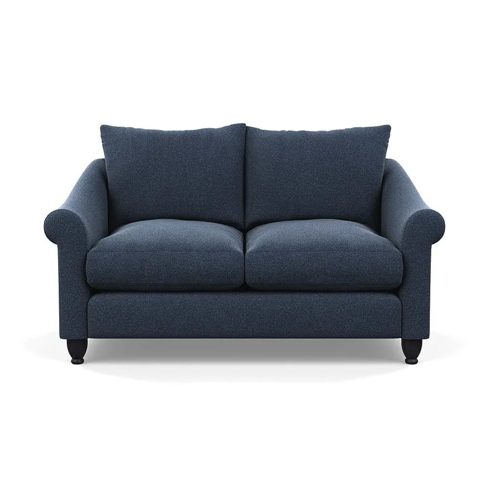 2-Seater Sofa with Black Feet - Blue, Boucle