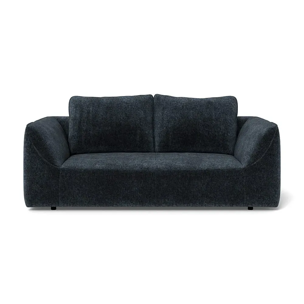 2-Seater Sofa with Black Feet - Blue, Boucle