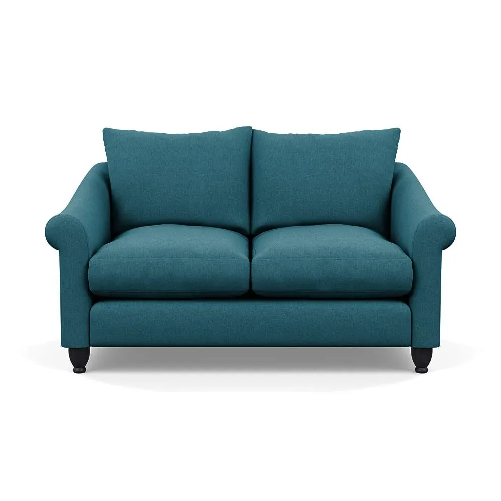 2-Seater Sofa with Black Feet - Blue, Cotton image