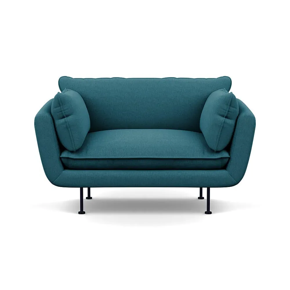 2-Seater Sofa with Black Feet - Blue, Cotton image