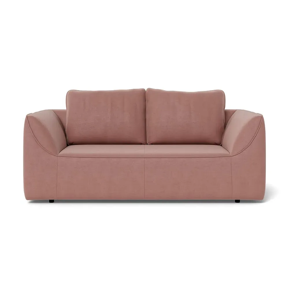 2-Seater Sofa with Black Feet - Brown, Velvet