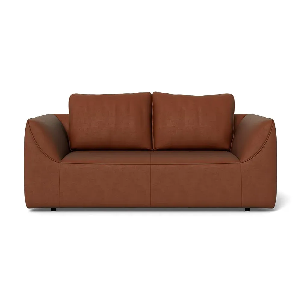 2-Seater Sofa with Black Feet - Brown, Velvet