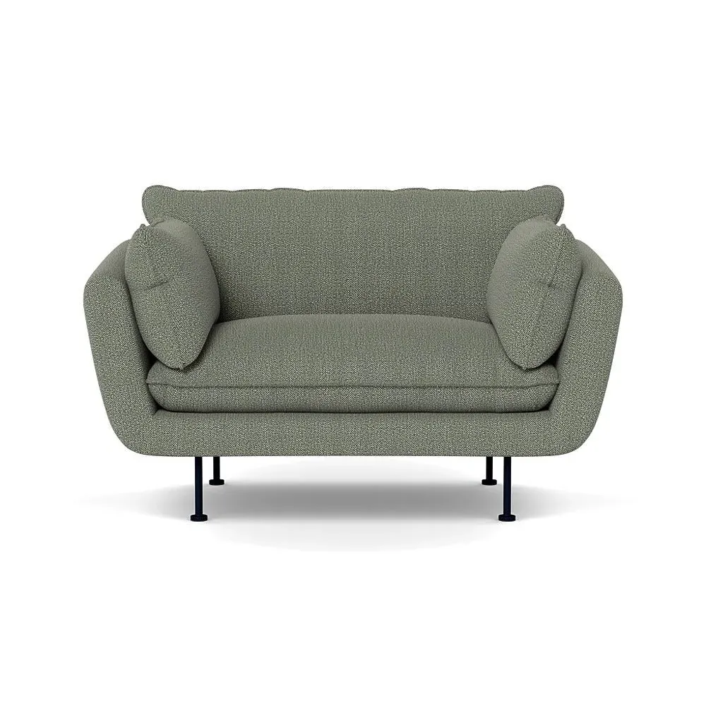 2-Seater Sofa with Black Feet - Grey, Boucle