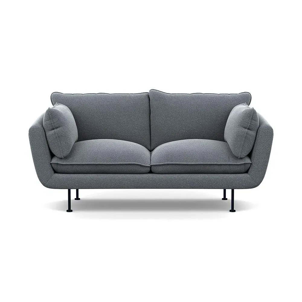 2-Seater Sofa with Black Feet - Grey, Boucle