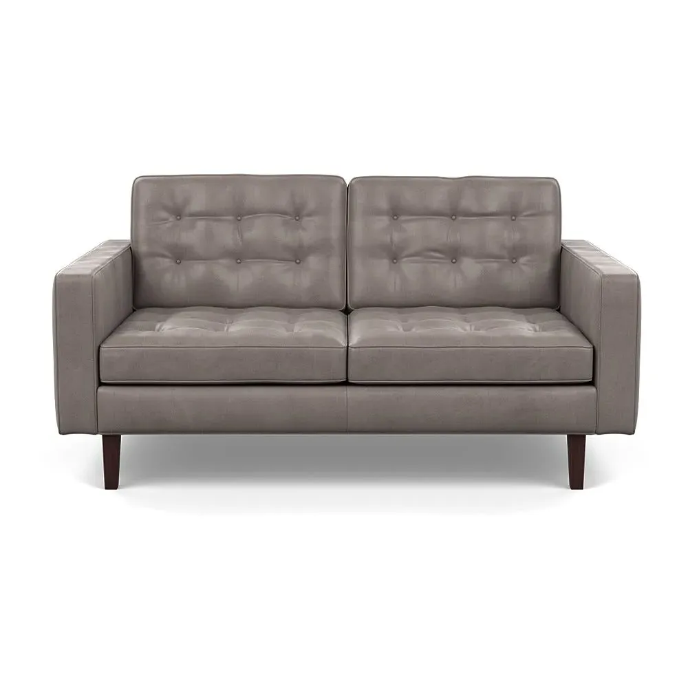 2-Seater Sofa with Black Feet - Grey, Leather image