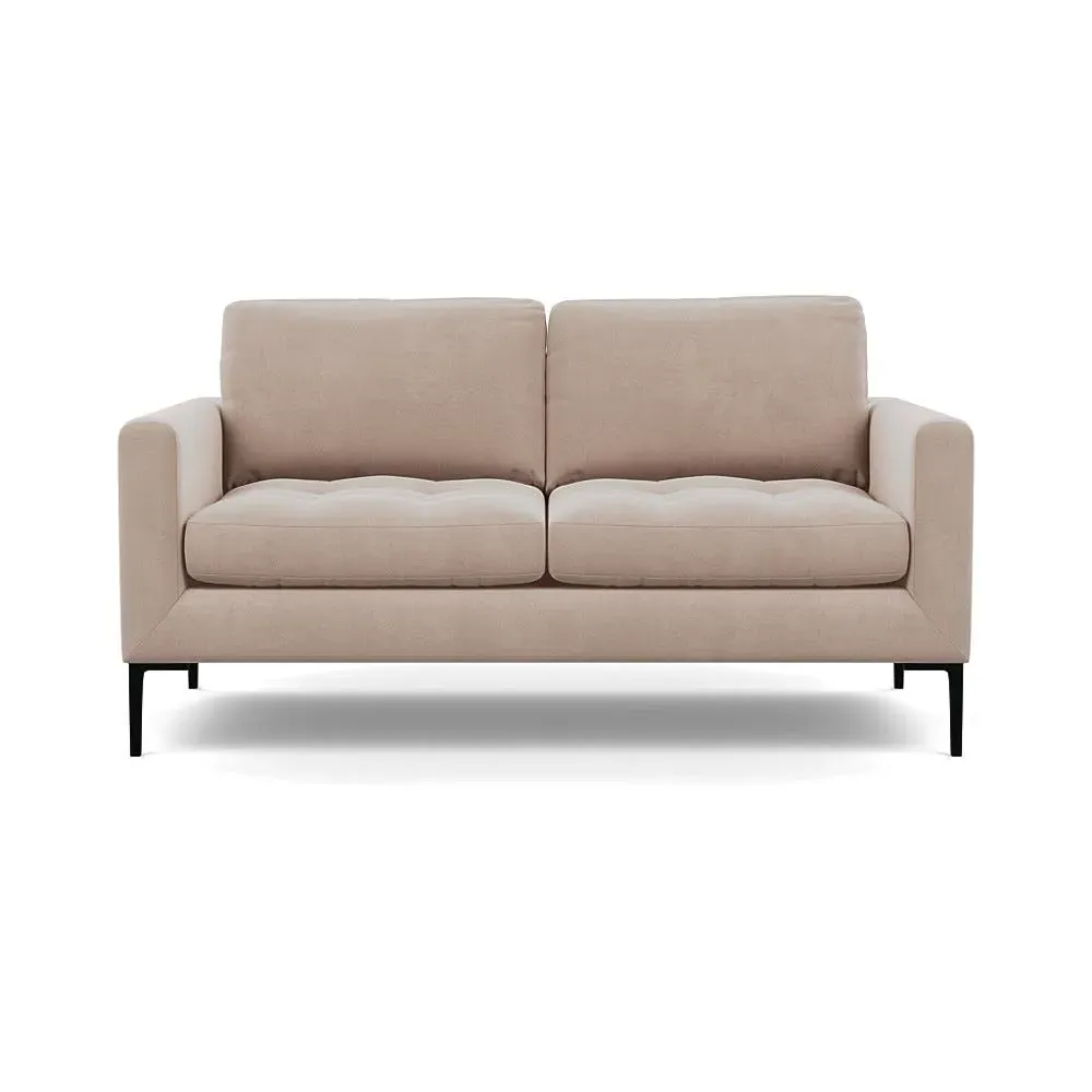 2-Seater Sofa with Black Feet - Grey, Velvet