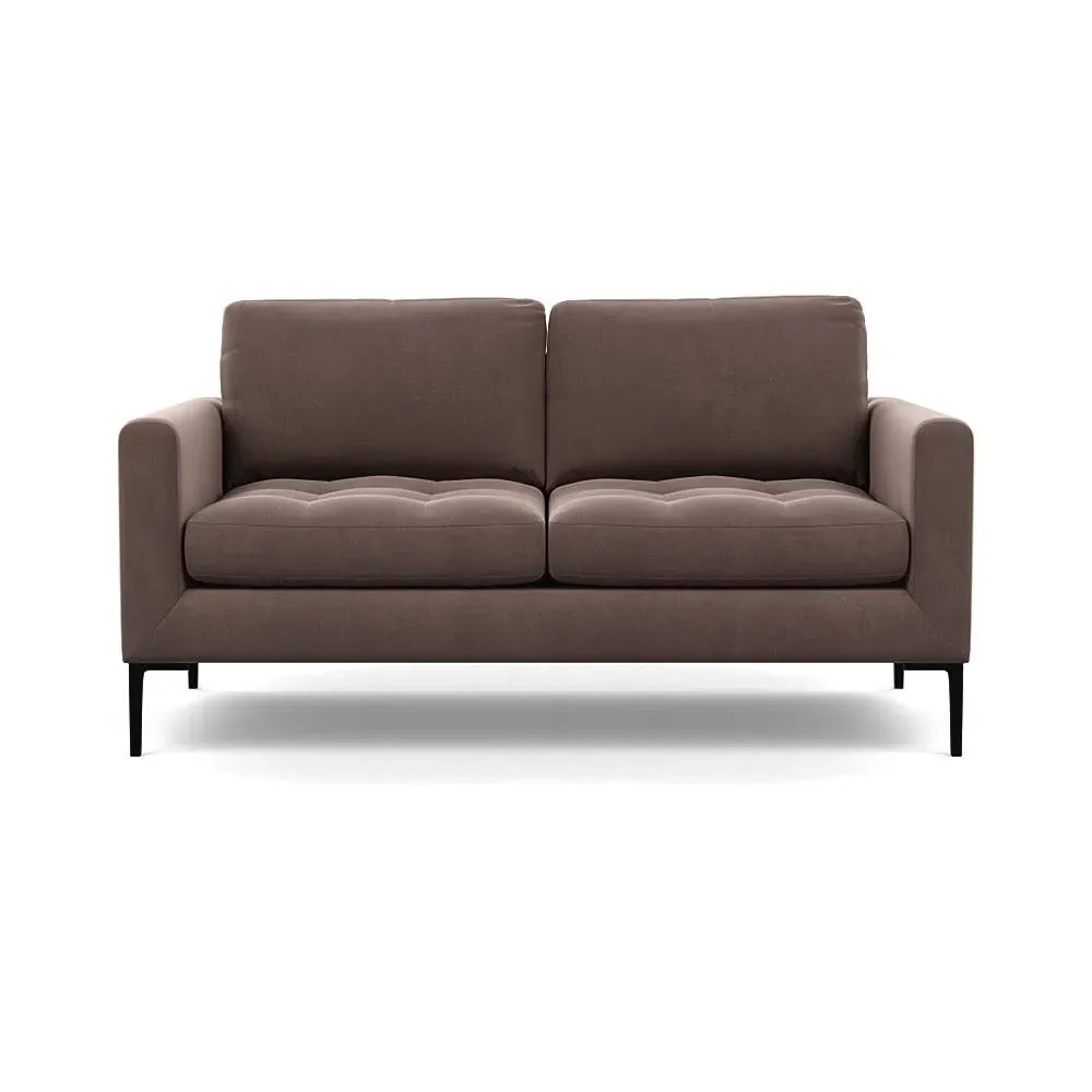 2-Seater Sofa with Black Feet - Mouse, Velvet