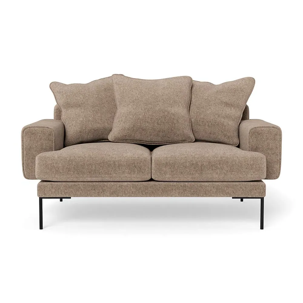 2-Seater Sofa with Black Feet - Natural, Boucle