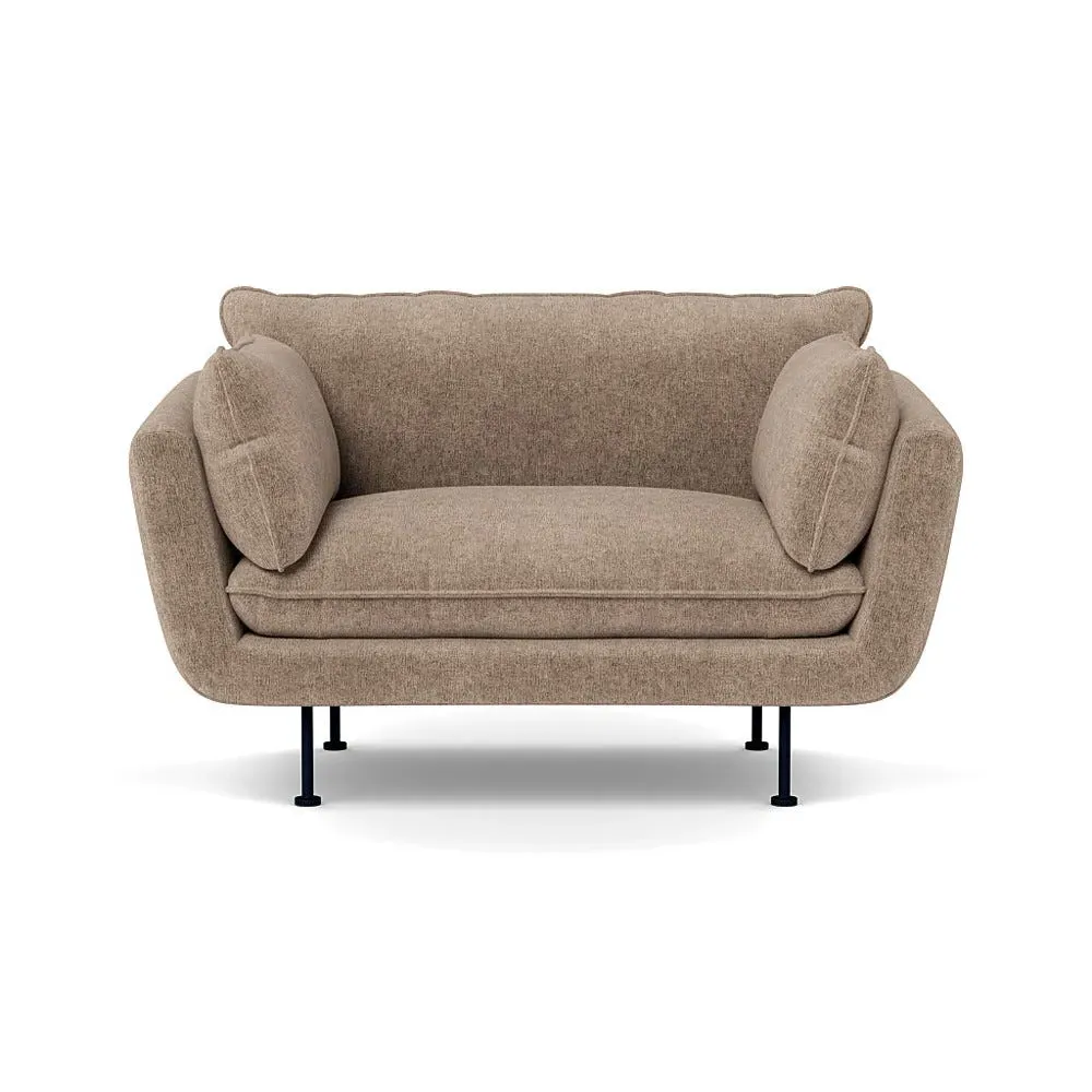 2-Seater Sofa with Black Feet - Natural, Boucle