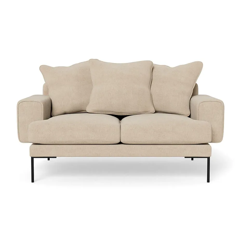 2-Seater Sofa with Black Feet - Natural, Cotton