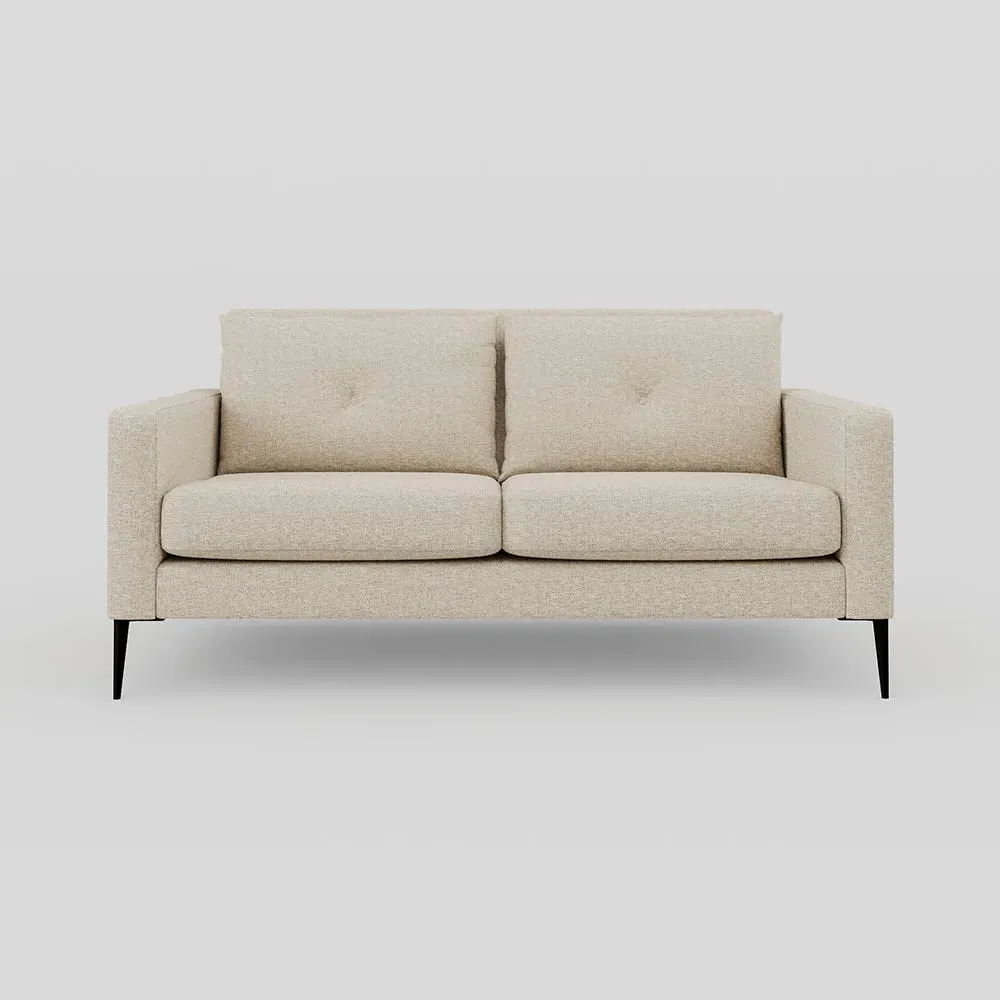 2-Seater Sofa with Black Feet - Natural, Fabric