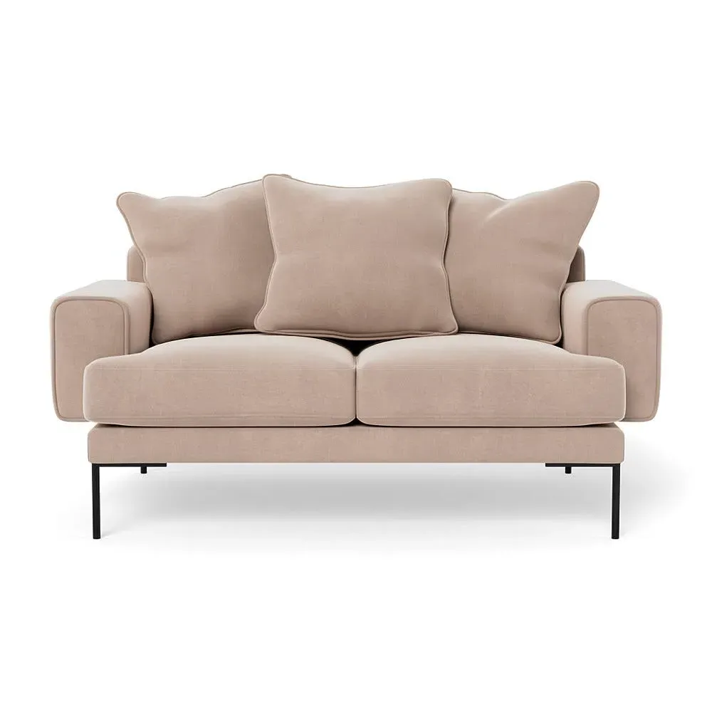 2-Seater Sofa with Black Feet - Natural, Velvet