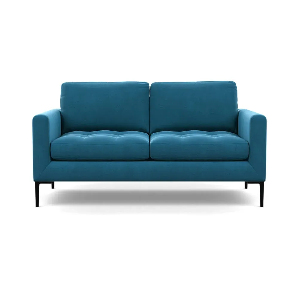 2-Seater Sofa with Black Feet - Ocean, Velvet