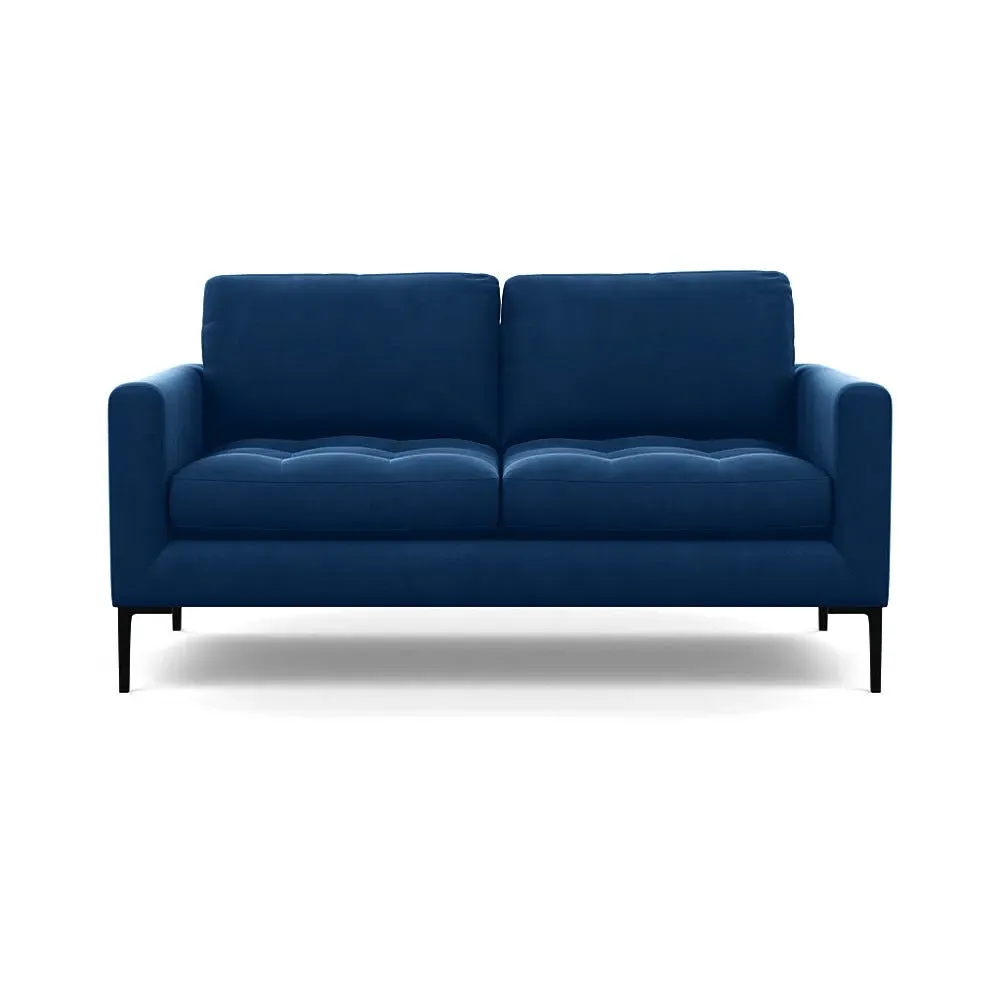2-Seater Sofa with Black Feet - Petrol, Velvet