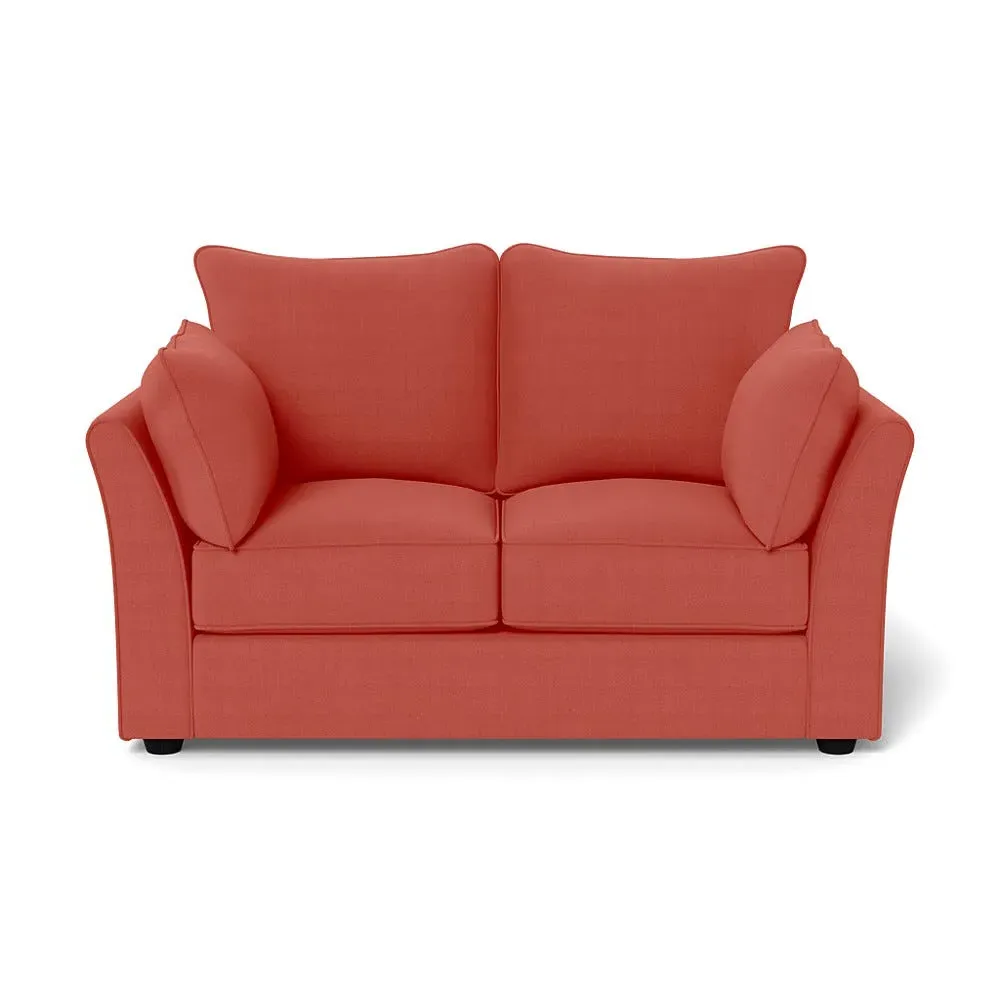 2-Seater Sofa with Black Feet - Red, Linen