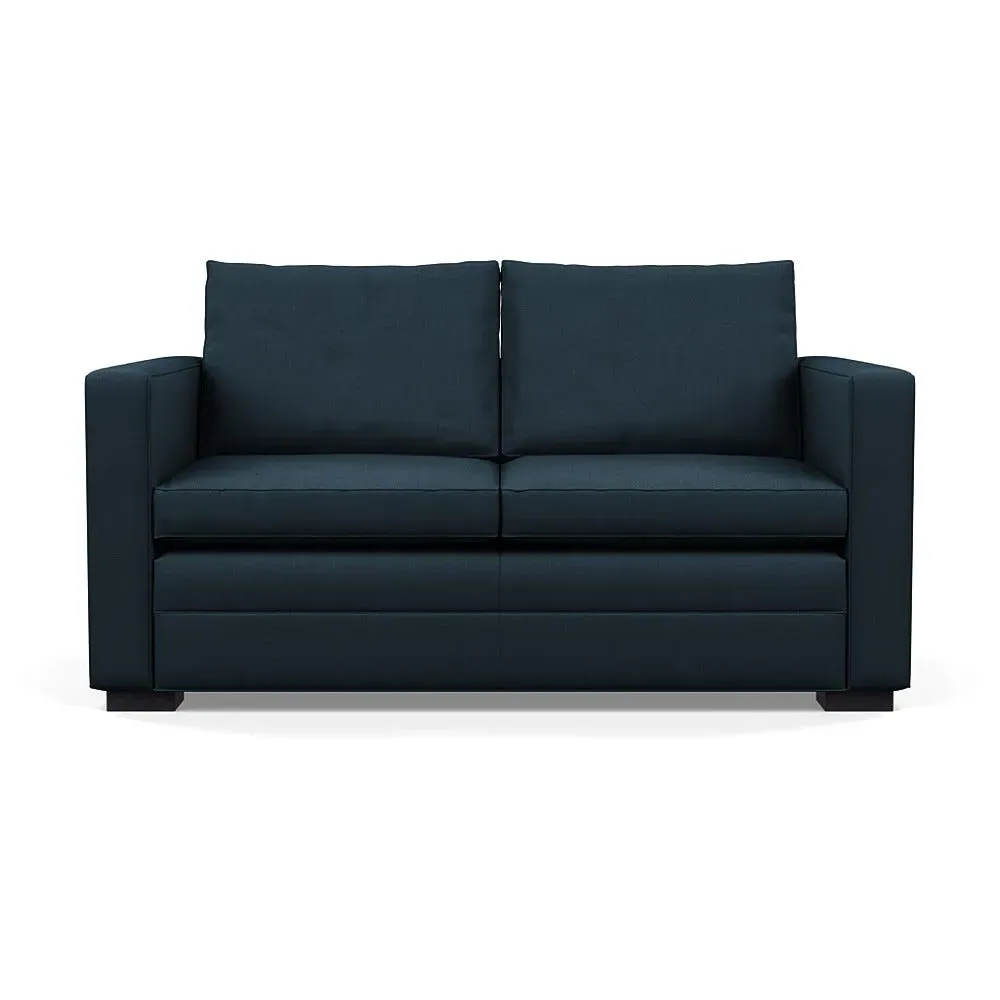 2-Seater Sofa with Black Legs - Blue, Cotton image