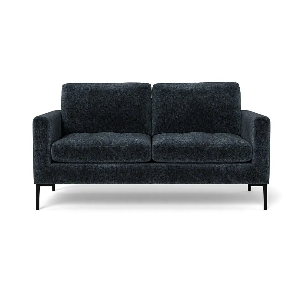 2-Seater Sofa with Black Legs - Blue, Velvet