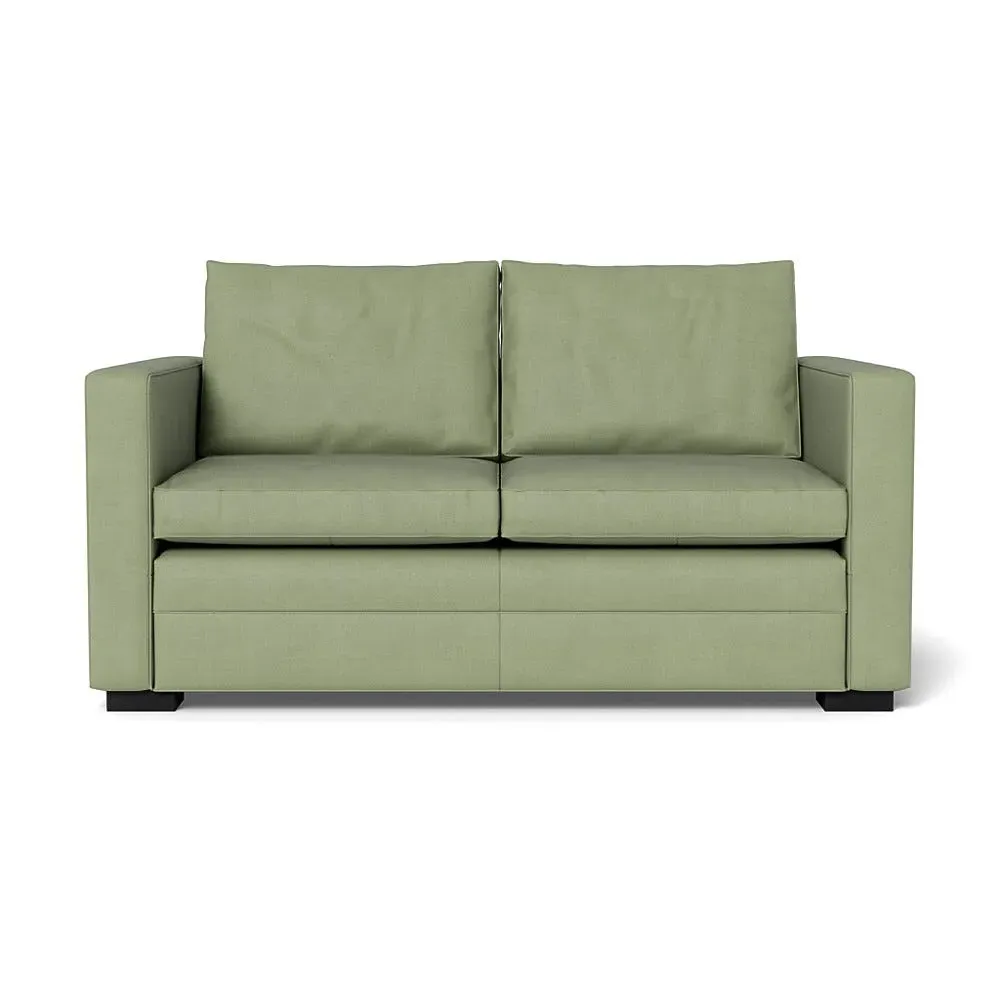 2-Seater Sofa with Black Legs - Green, Cotton