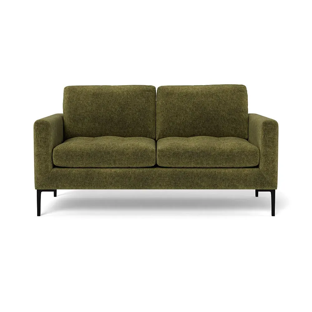 2-Seater Sofa with Black Legs - Green, Velvet