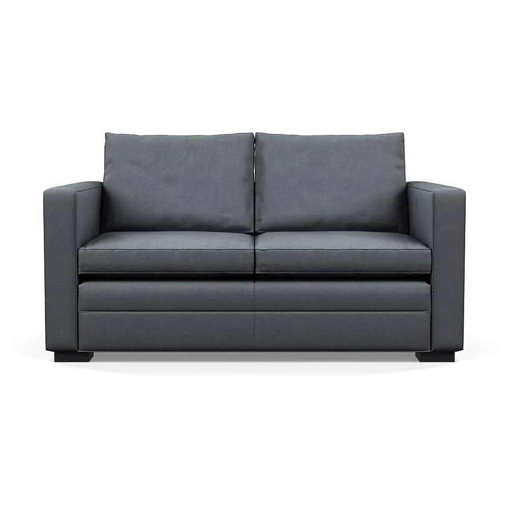 2-Seater Sofa with Black Legs - Grey, Cotton