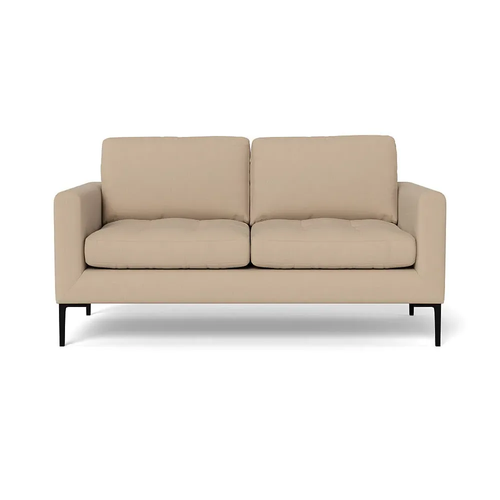 2-Seater Sofa with Black Legs - Natural, Linen