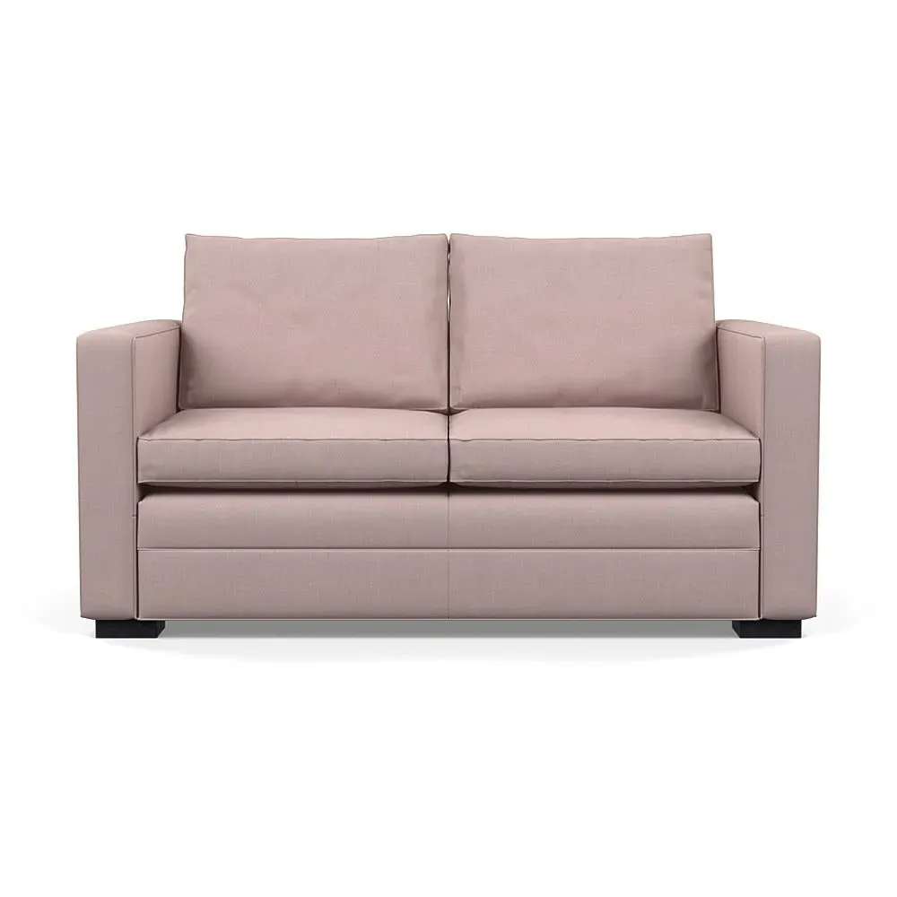 2-Seater Sofa with Black Legs - Pink, Cotton