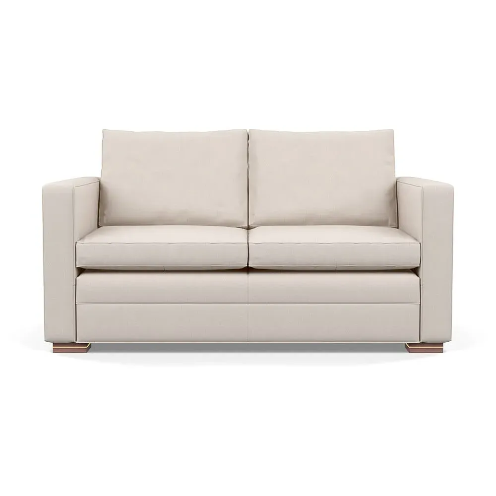 2-Seater Sofa with Brass Details - Cream, Cotton