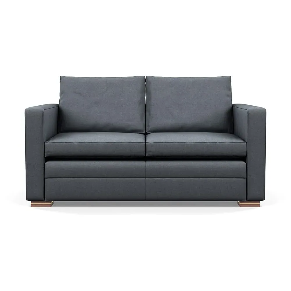 2-Seater Sofa with Brass Details - Grey, Cotton