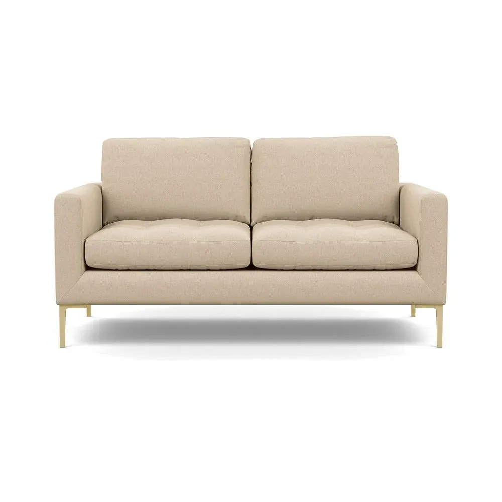 2-Seater Sofa with Brass Feet - Cream, Cotton