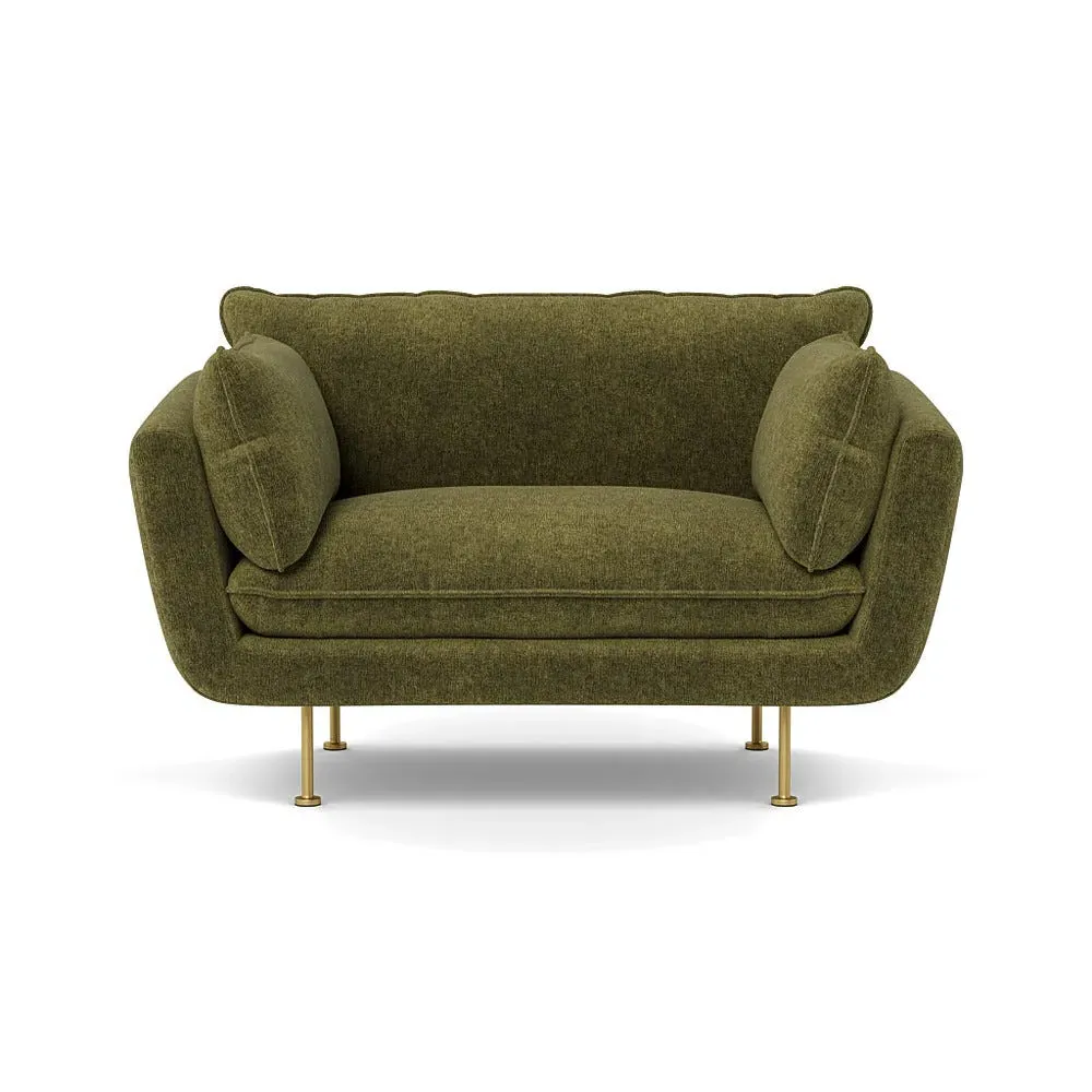 2-Seater Sofa with Brass Feet - Green, Boucle