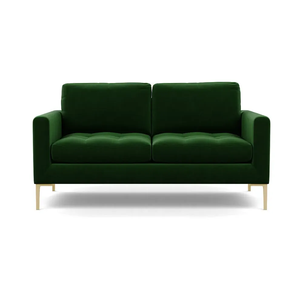2-Seater Sofa with Brass Feet - Green, Velvet
