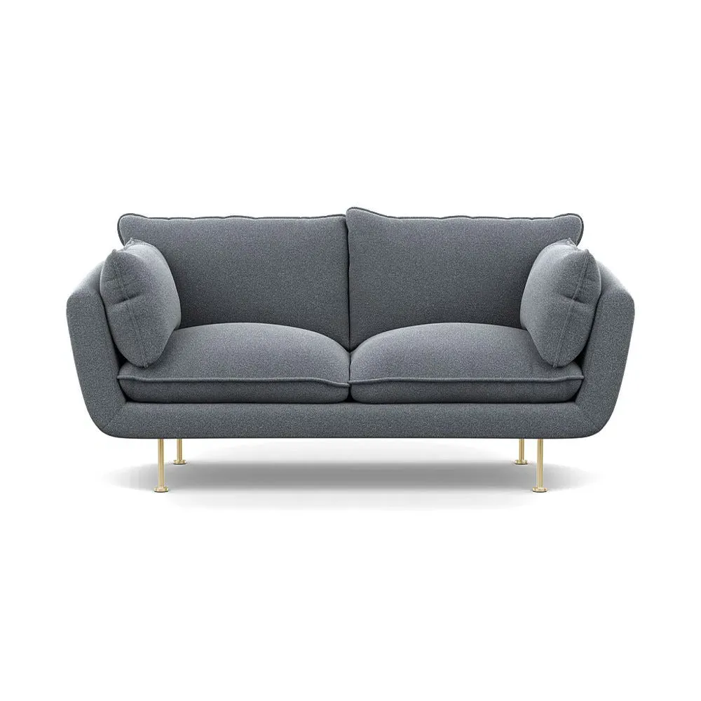 2-Seater Sofa with Brass Feet - Grey, Boucle