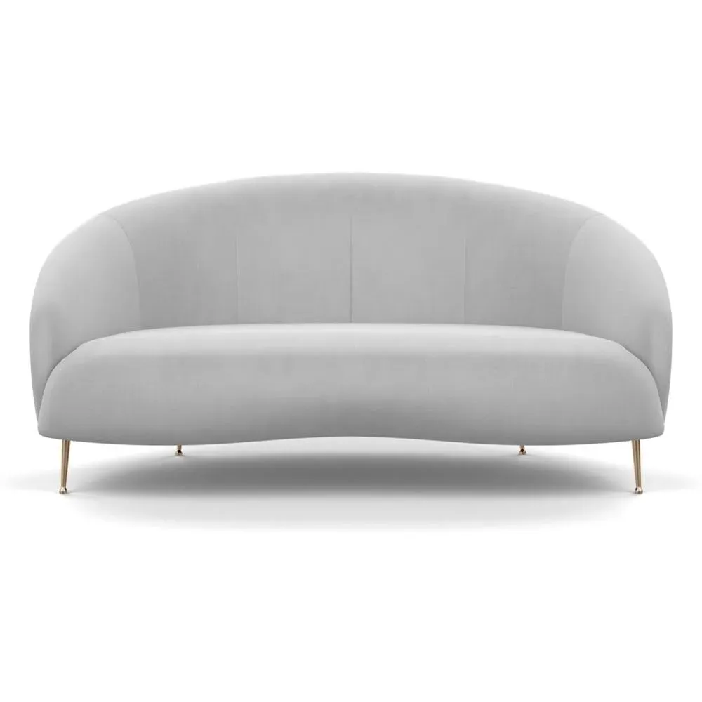 2-Seater Sofa with Brass Feet - Grey, Velvet image