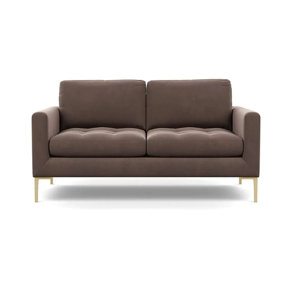 2-Seater Sofa with Brass Feet - Mouse, Velvet