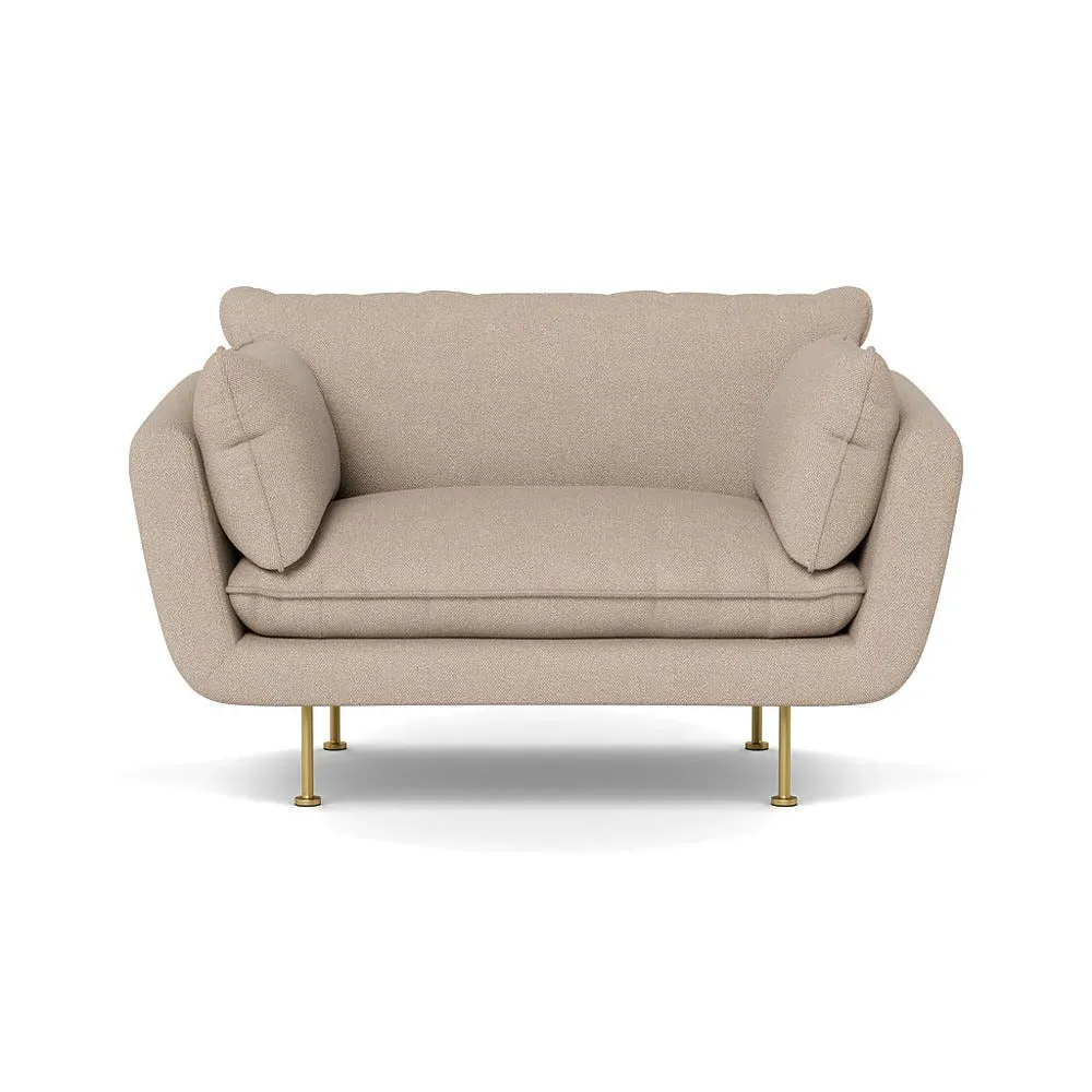 2-Seater Sofa with Brass Feet - Natural, Boucle