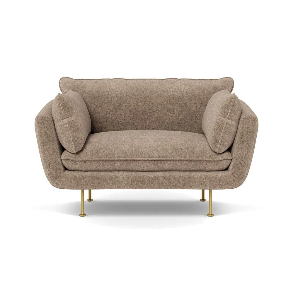 2-Seater Sofa with Brass Feet - Natural, Boucle