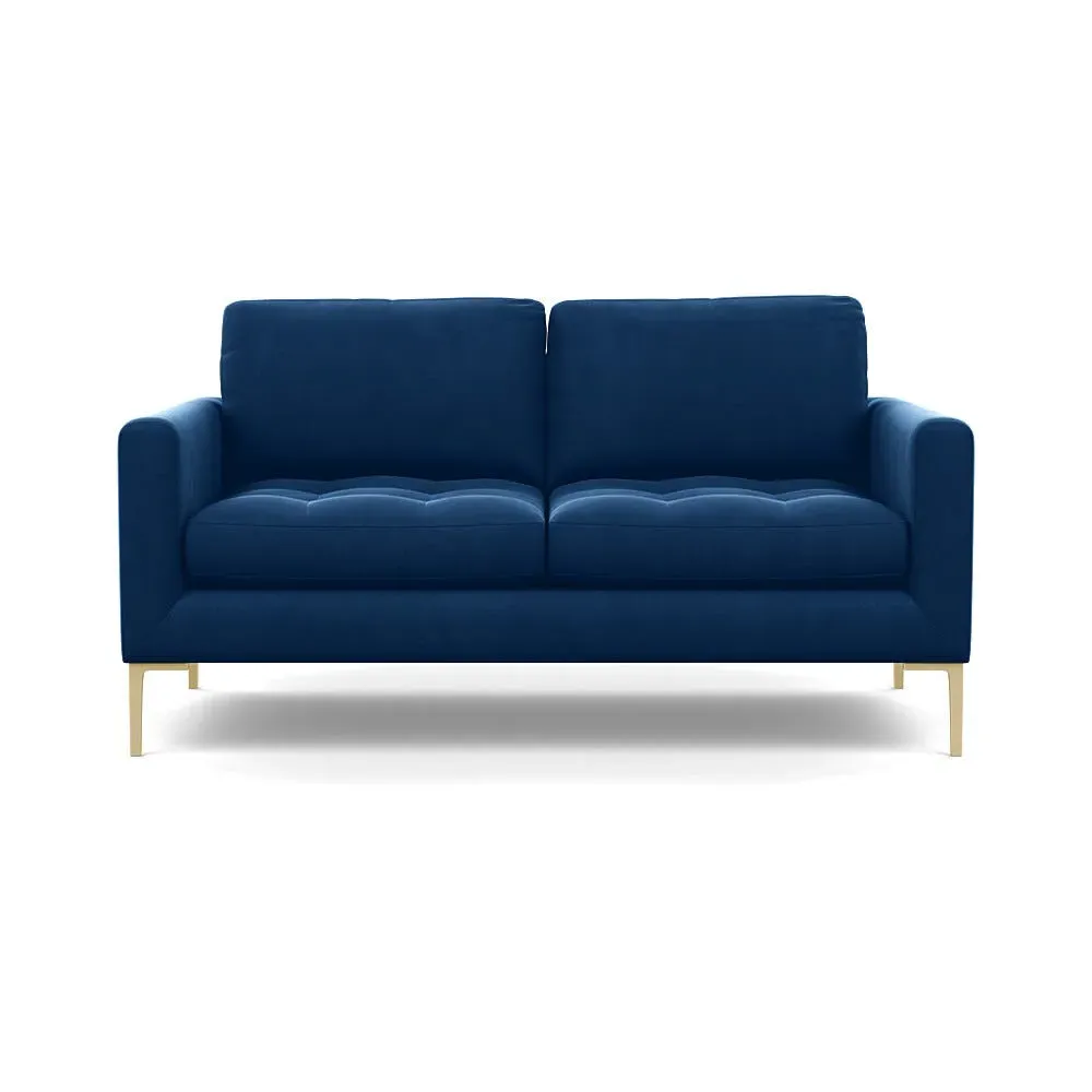 2-Seater Sofa with Brass Feet - Petrol, Velvet