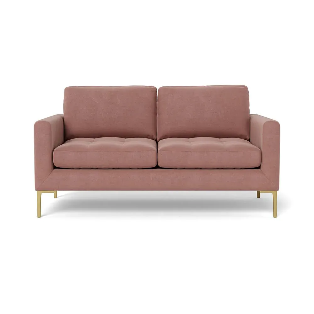 2-Seater Sofa with Brass Feet - Pink, Velvet