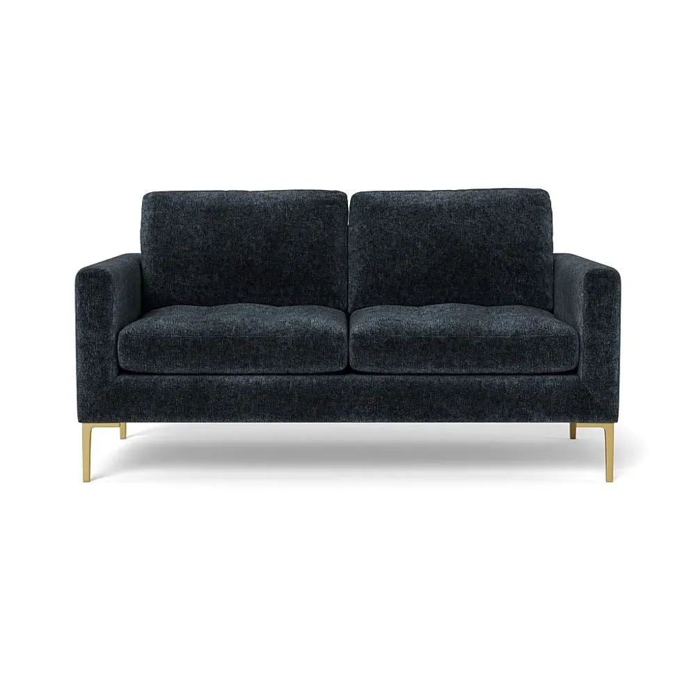 2-Seater Sofa with Brass Legs - Blue, Velvet