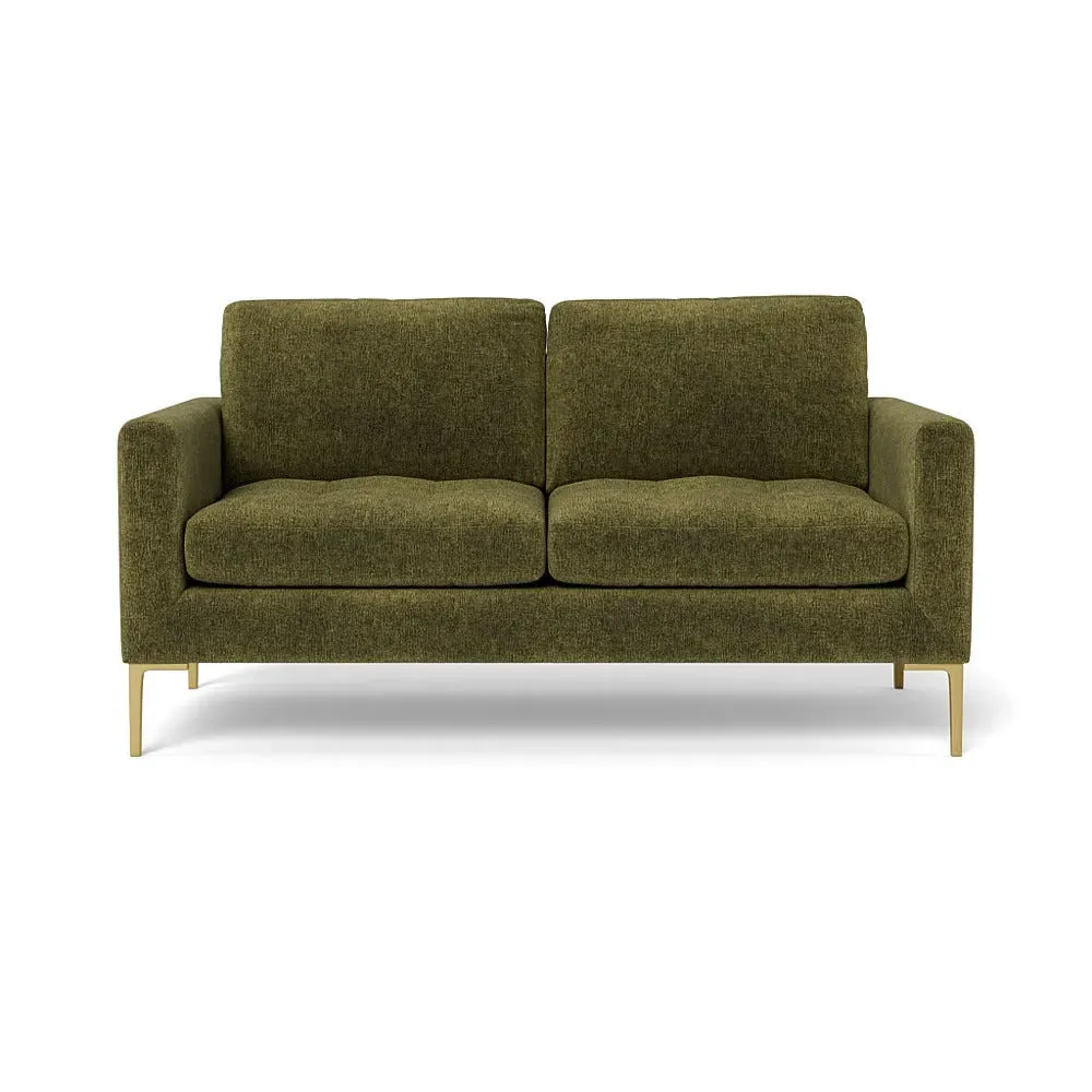 2-Seater Sofa with Brass Legs - Green, Velvet