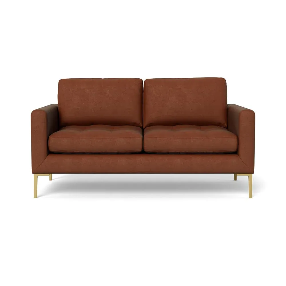 2-Seater Sofa with Brass Legs - Tawny, Velvet